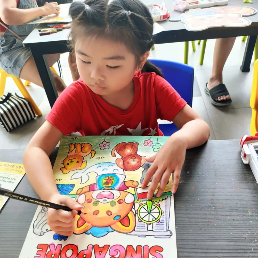 Children participating in exciting art competition event