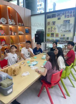 School students enjoying team bonding through art in Singapore