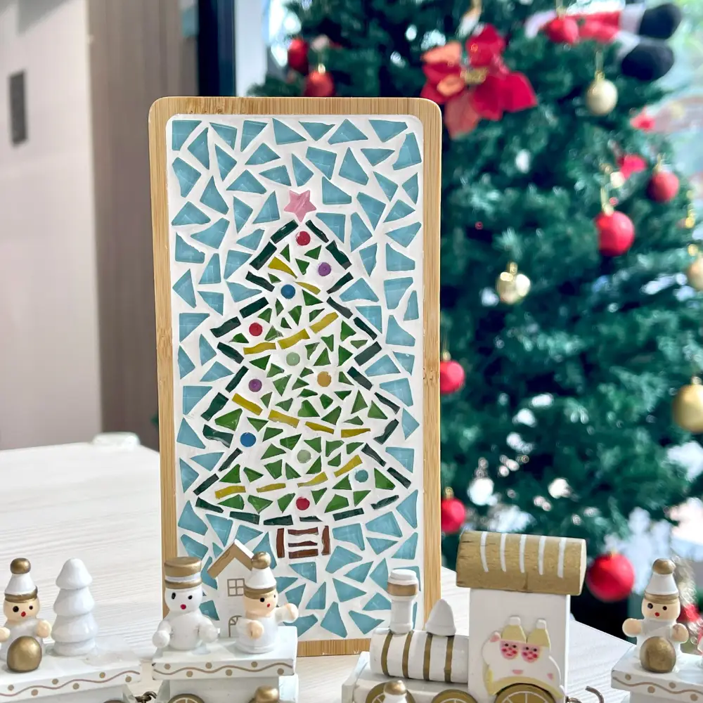 Unique mosaic rectangle coaster for coffee table or dining