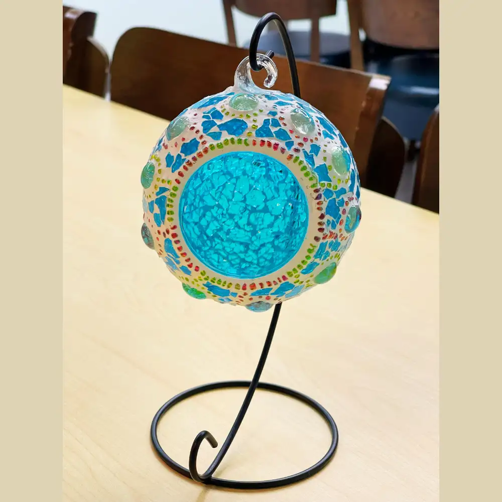 Decorative mosaic hanging candlestick perfect for interiors.