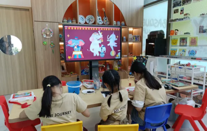 Child creating at Art Journey Singapore studio during an after-school art activity session in Tengah