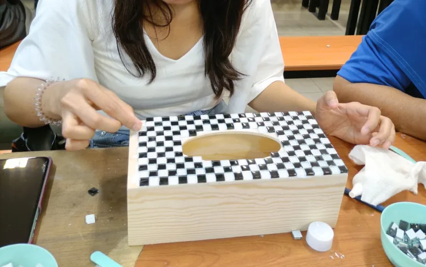 Solo art jammer painting at Art Journey Singapore studio