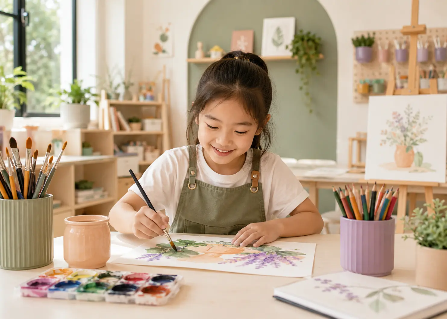 Child engaged in a creative art workshop session at Art Journey Singapore as part of a balanced weekly schedule