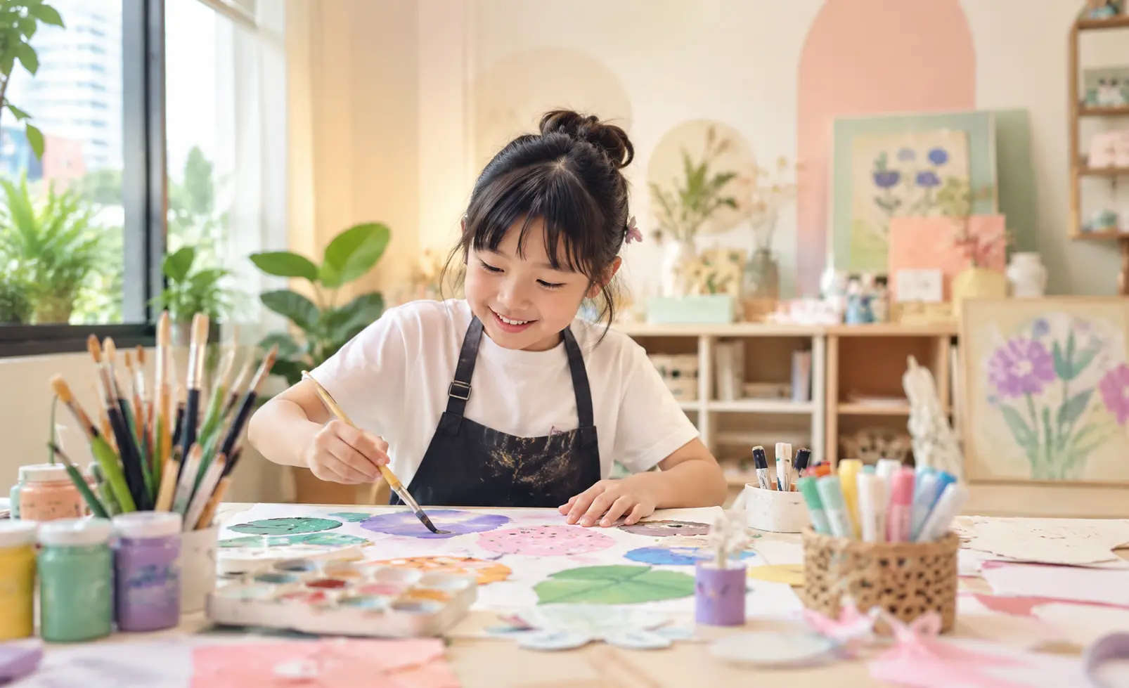 Child engaged in hands-on creative art activity at Art Journey Singapore as a screen-free alternative following Grow Well SG guidelines