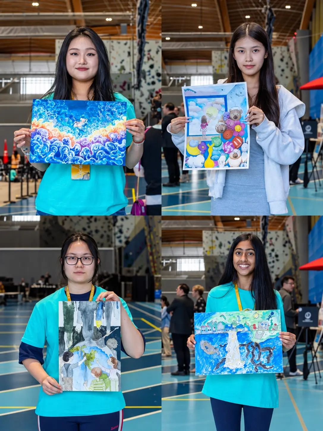 Young painters at work during the on-site round of the Youth World Cup Painting Competition